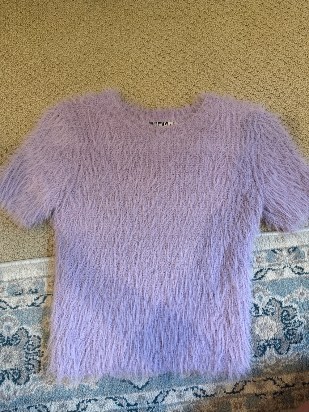 Audrey 3+1 Lavender Fuzzy Short-Sleeve Top